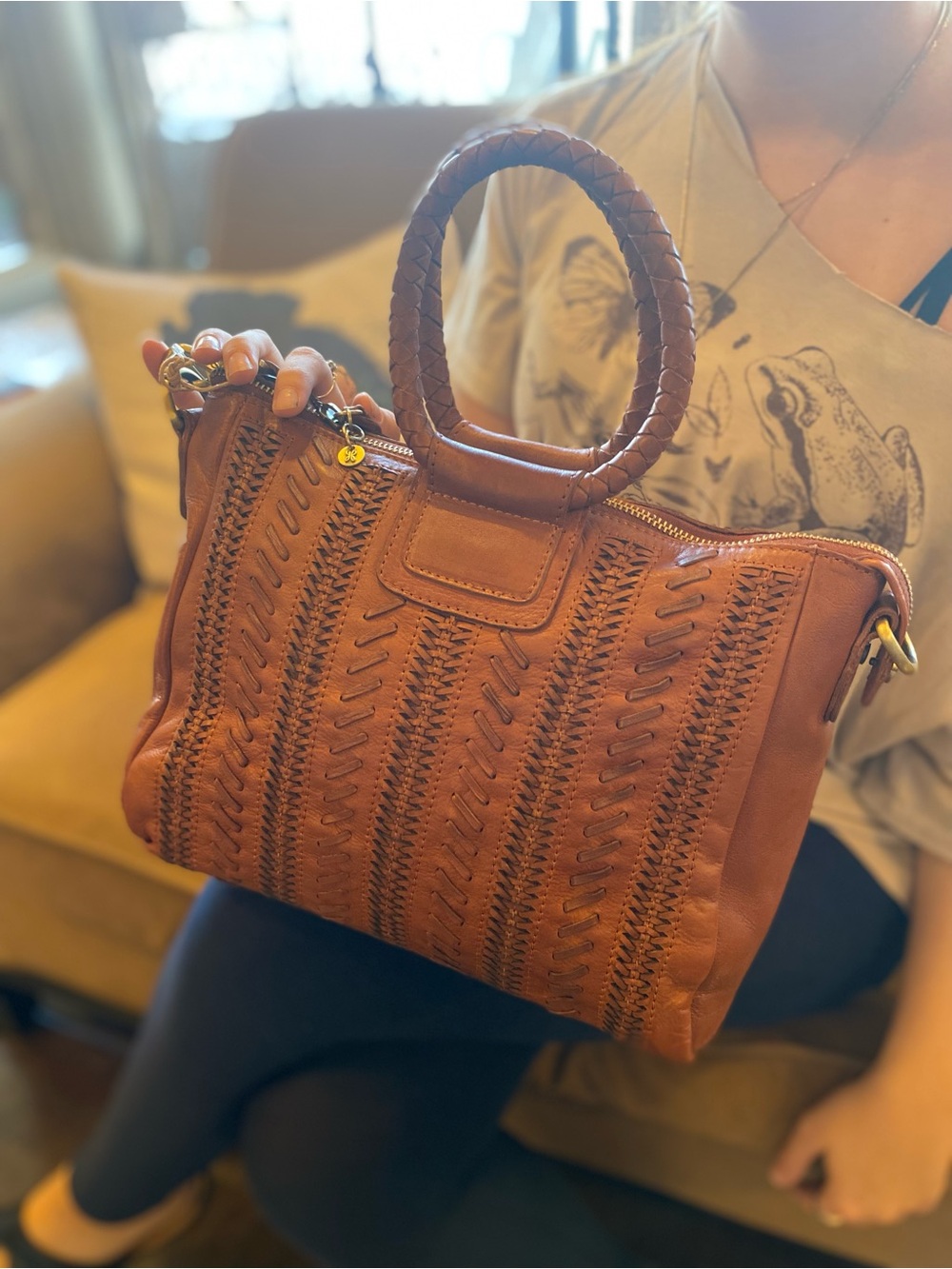 Hobo - Sheila Medium Satchel in Washed Leather Kindling Brown (NEW W/ TAGS)